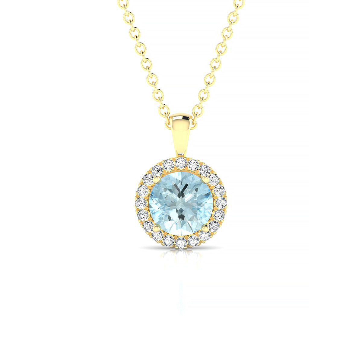 Solar | 18k Yellow Gold 6 mm Round Aquamarine Pendant