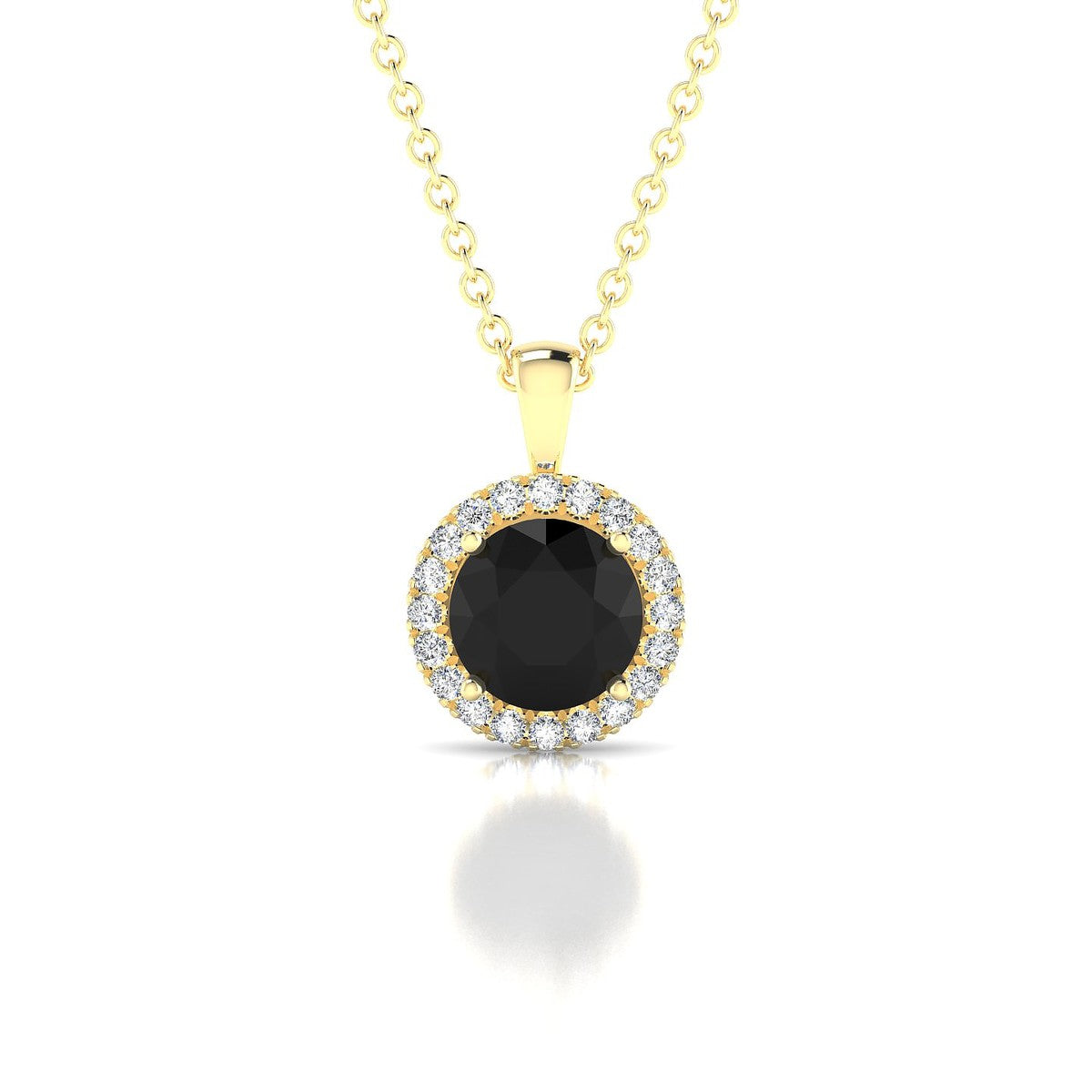 Solar | 18k Yellow Gold 6 mm Round Black Diamond Pendant