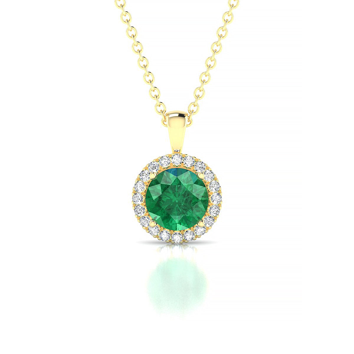 Solar | 18k Yellow Gold 6 mm Round Emerald Pendant
