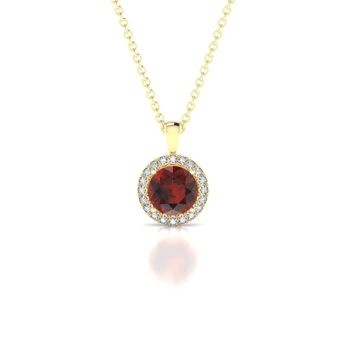 Solar | 18k Yellow Gold 6 mm Round Garnet Pendant