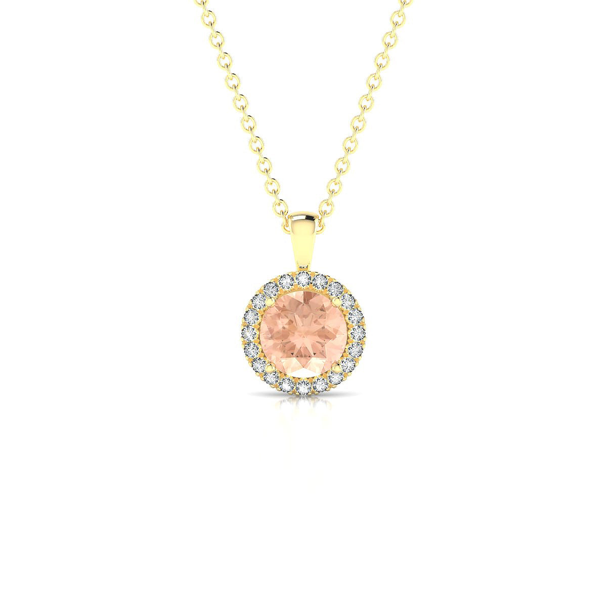 Solar | 18k Yellow Gold 6 mm Round Morganite Pendant