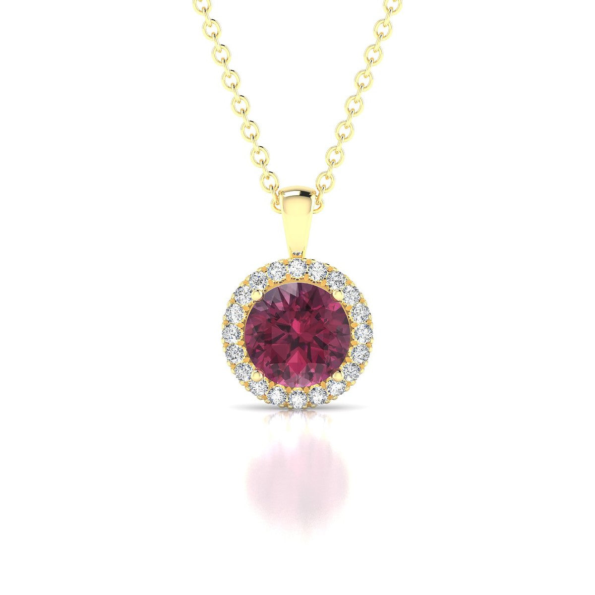 Solar | 18k Yellow Gold 6 mm Round Rhodolite Pendant