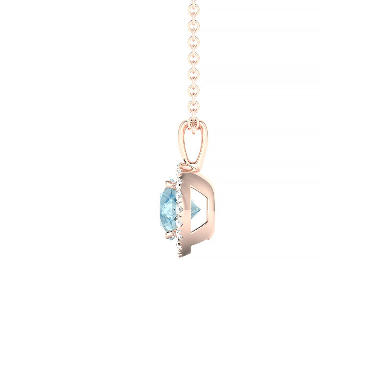 Solar | 18k Rose Gold 6 mm Round Aquamarine Pendant
