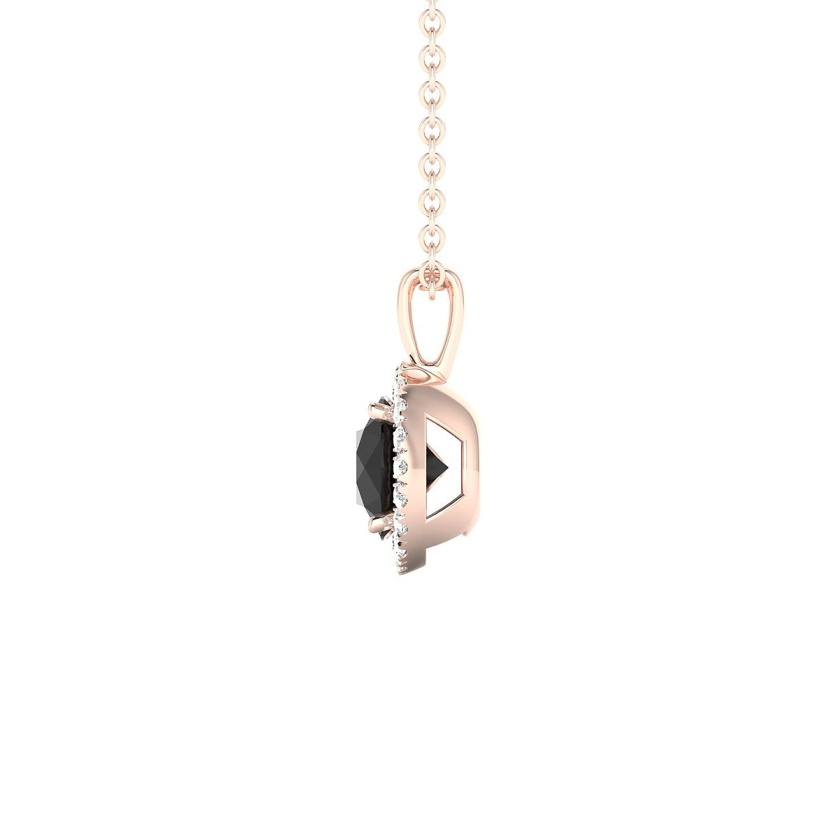 Solar | 18k Rose Gold 6 mm Round Black Diamond Pendant