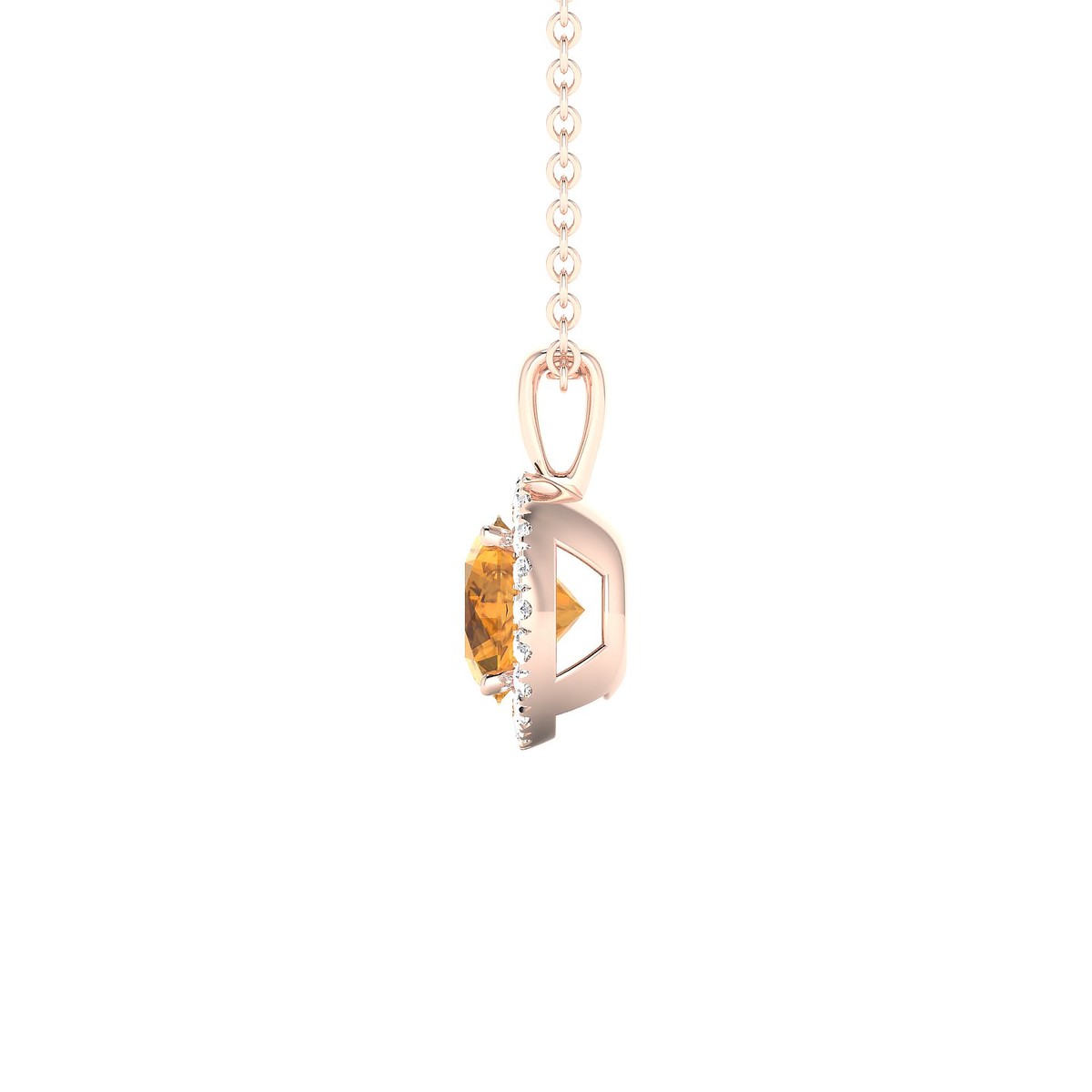 Solar | 18k Rose Gold 6 mm Round Citrine Pendant