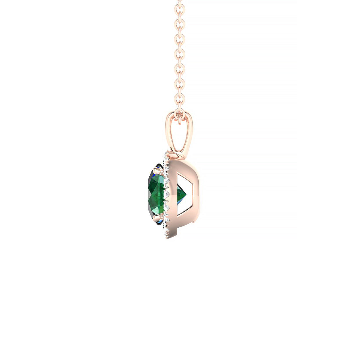Solar | 18k Rose Gold 6 mm Round Emerald Pendant