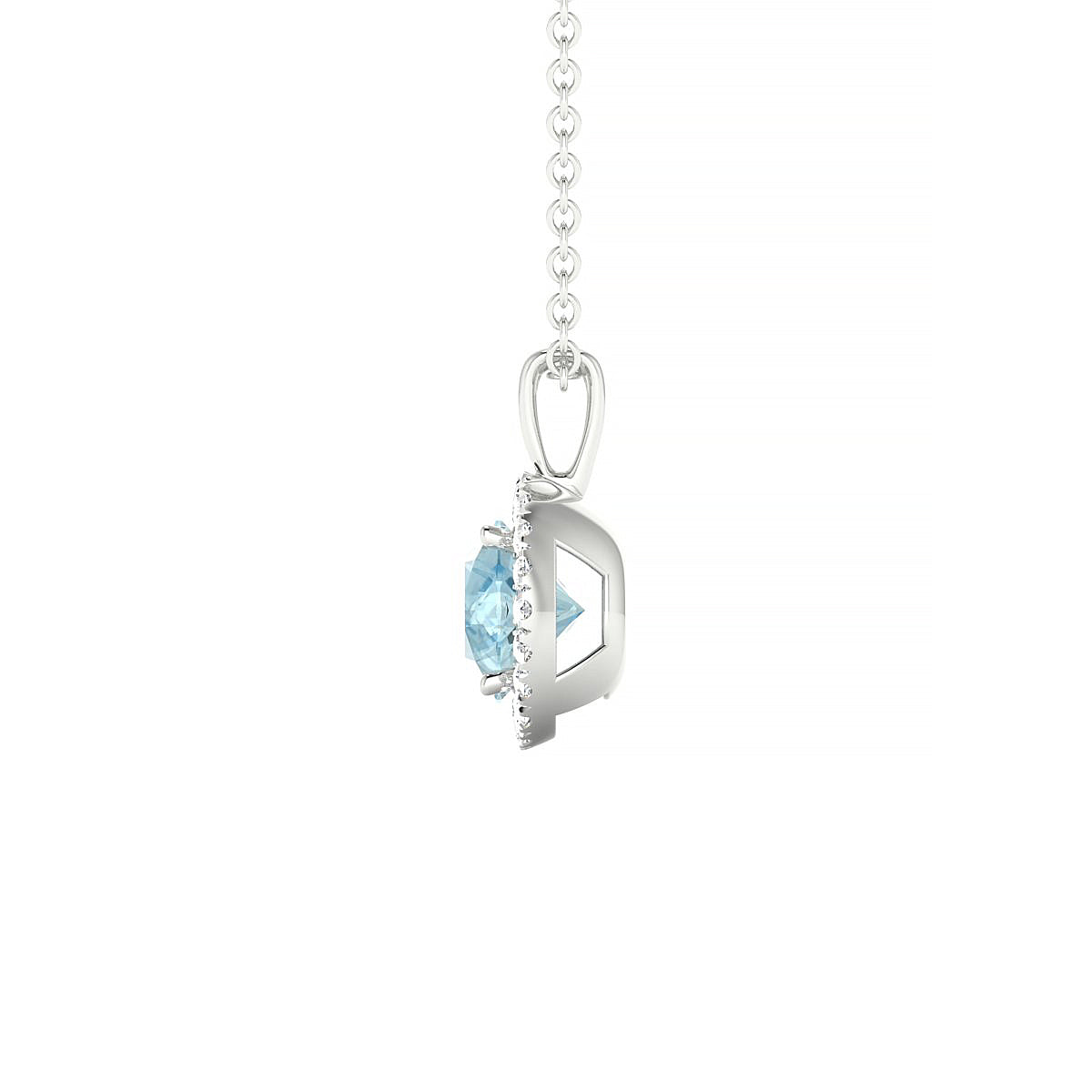 Solar | 18k White Gold 6 mm Round Aquamarine Pendant