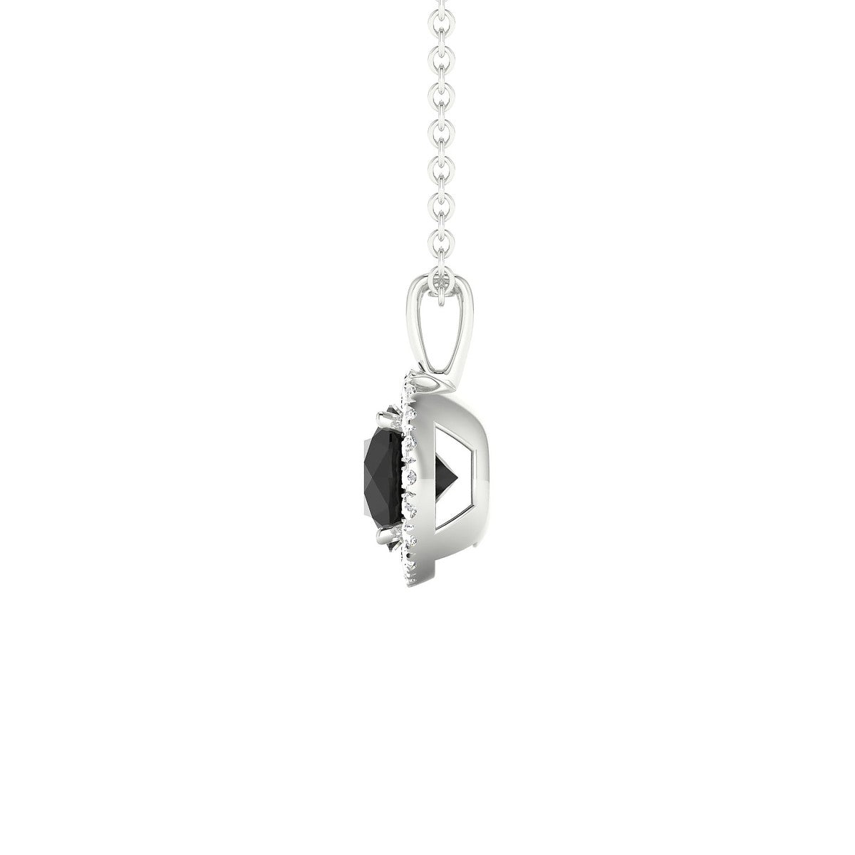 Solar | 18k White Gold 6 mm Round Black Diamond Pendant