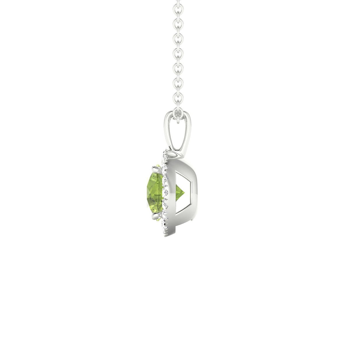 Solar | 18k White Gold 6 mm Round Peridot Pendant