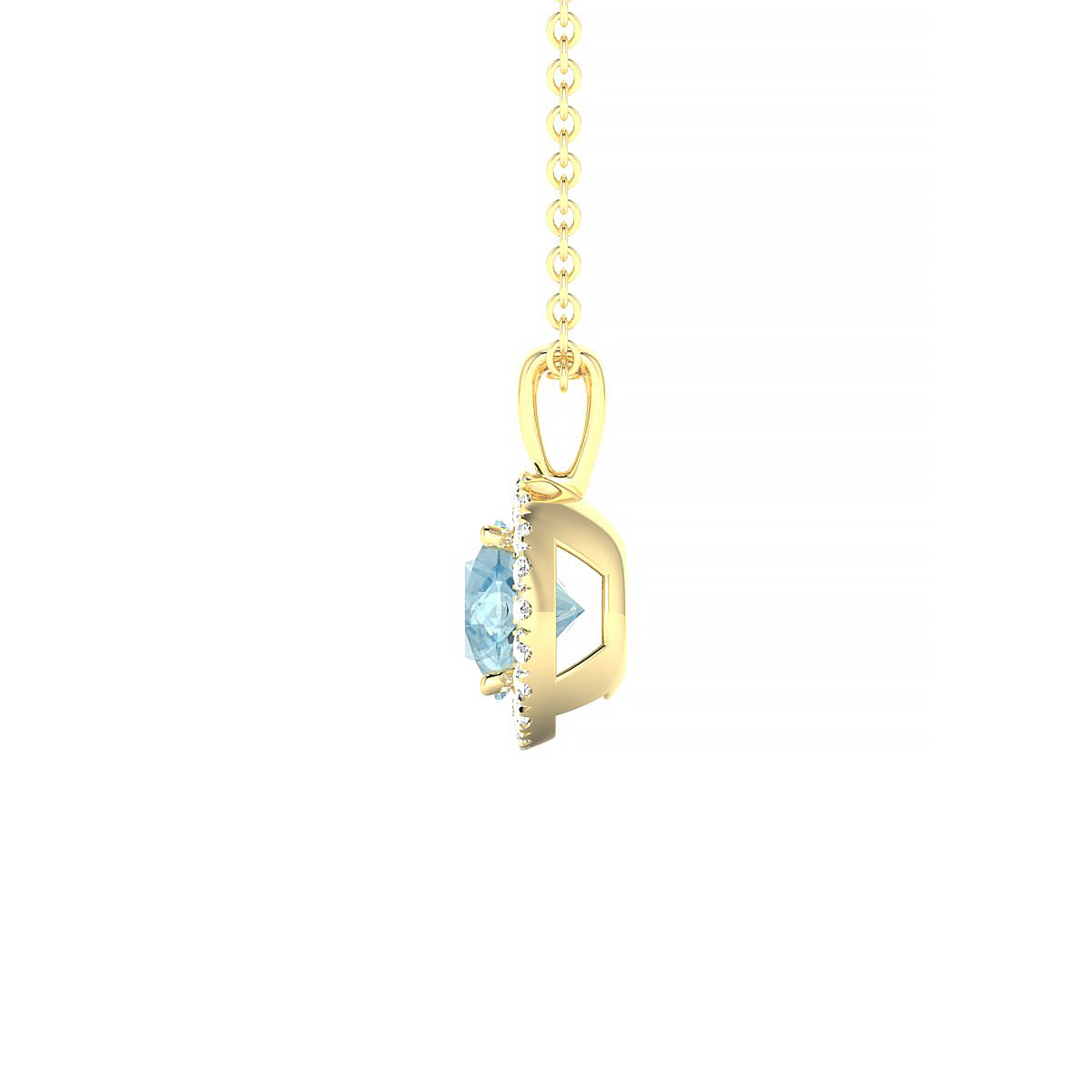 Solar | 18k Yellow Gold 6 mm Round Aquamarine Pendant
