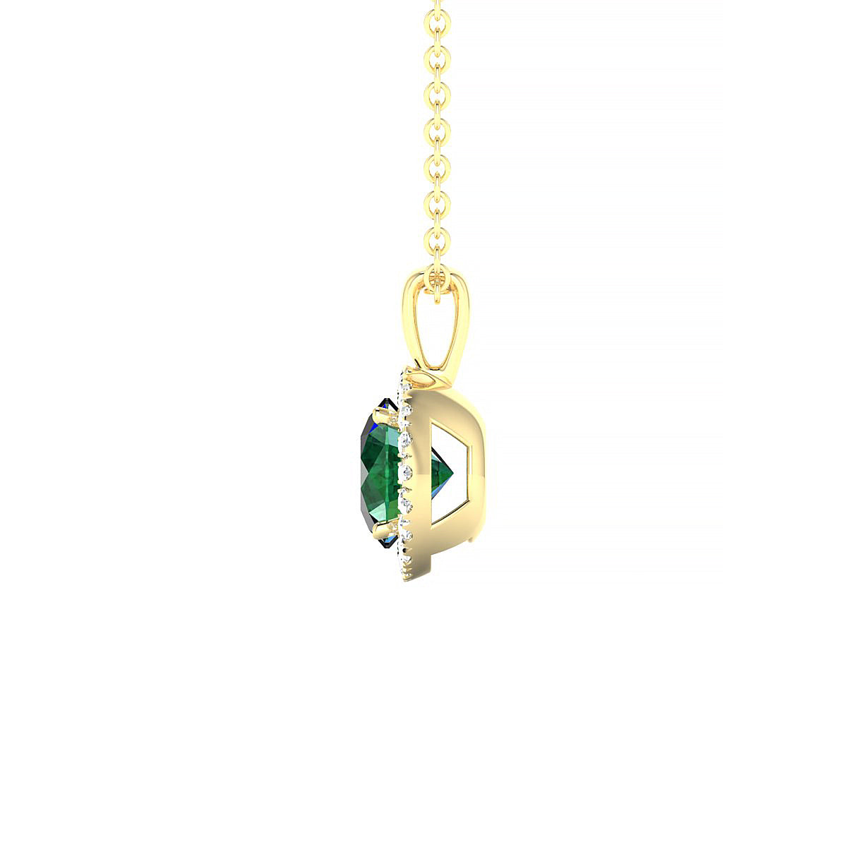 Solar | 18k Yellow Gold 6 mm Round Emerald Pendant