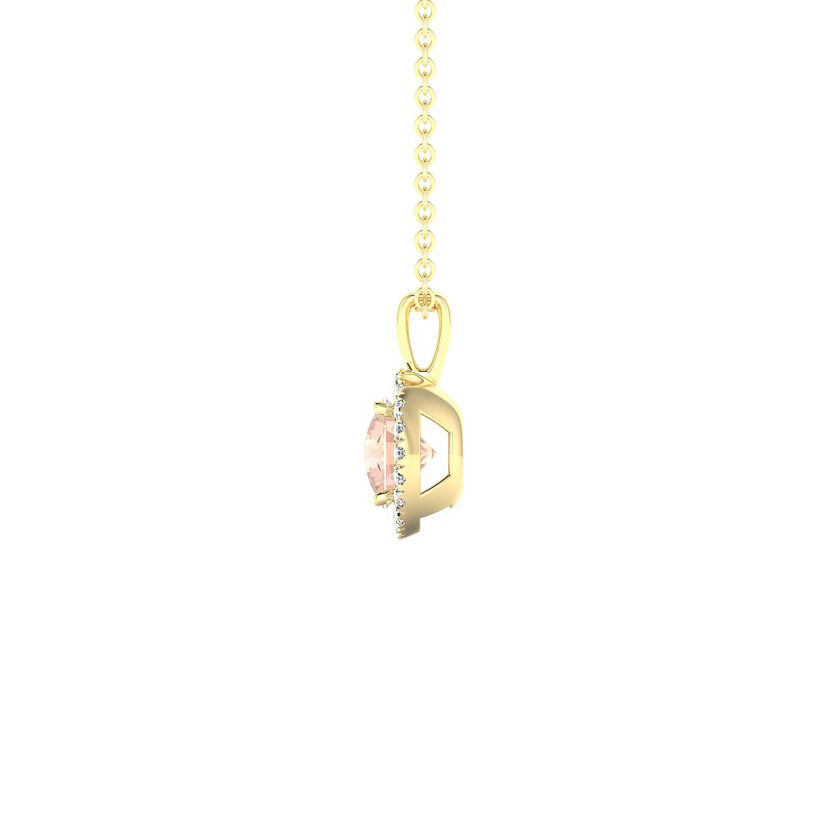 Solar | 18k Yellow Gold 6 mm Round Morganite Pendant