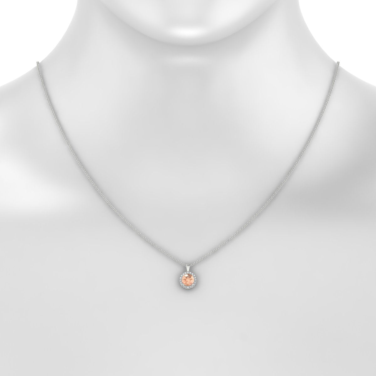 Solar | 18k White Gold 6 mm Round Morganite Pendant