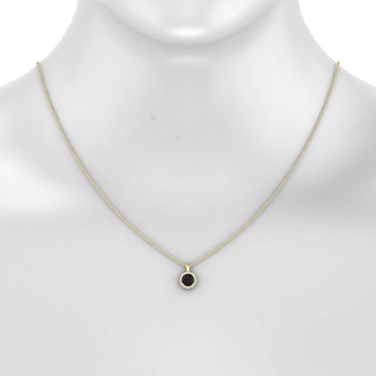 Solar | 18k Yellow Gold 6 mm Round Black Diamond Pendant