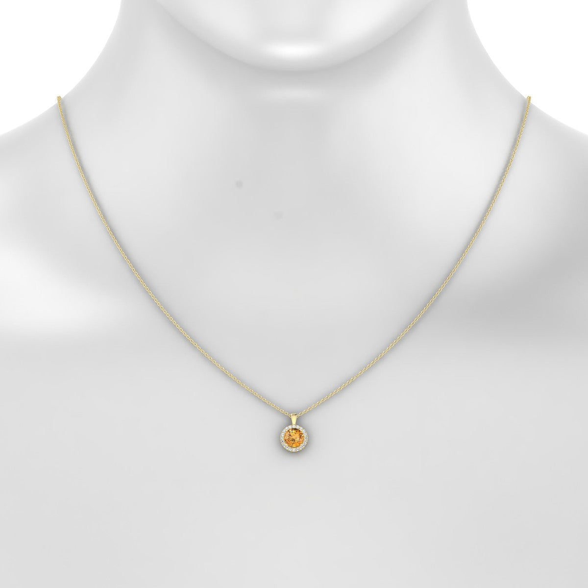 Solar | 18k Yellow Gold 6 mm Round Citrine Pendant