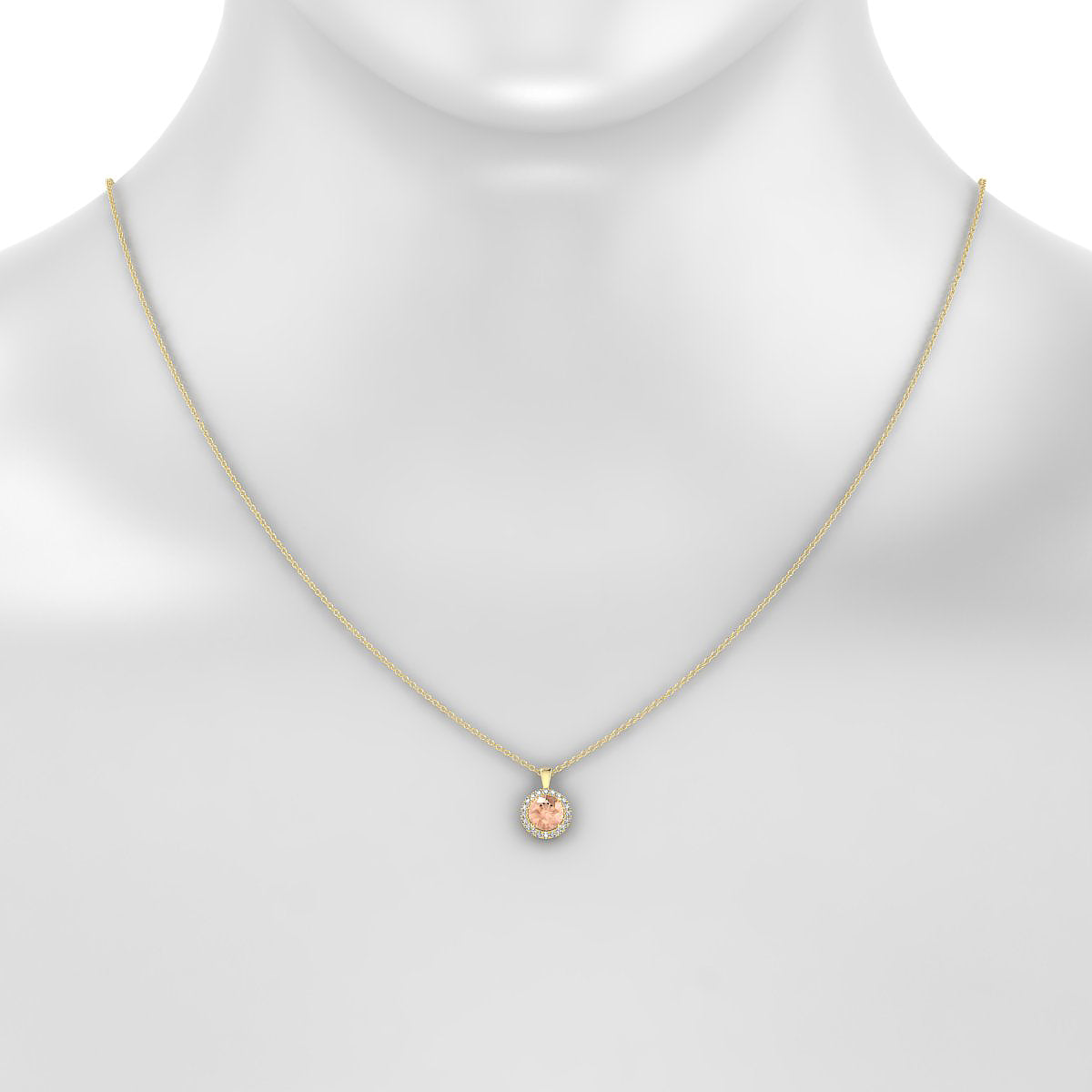Solar | 18k Yellow Gold 6 mm Round Morganite Pendant