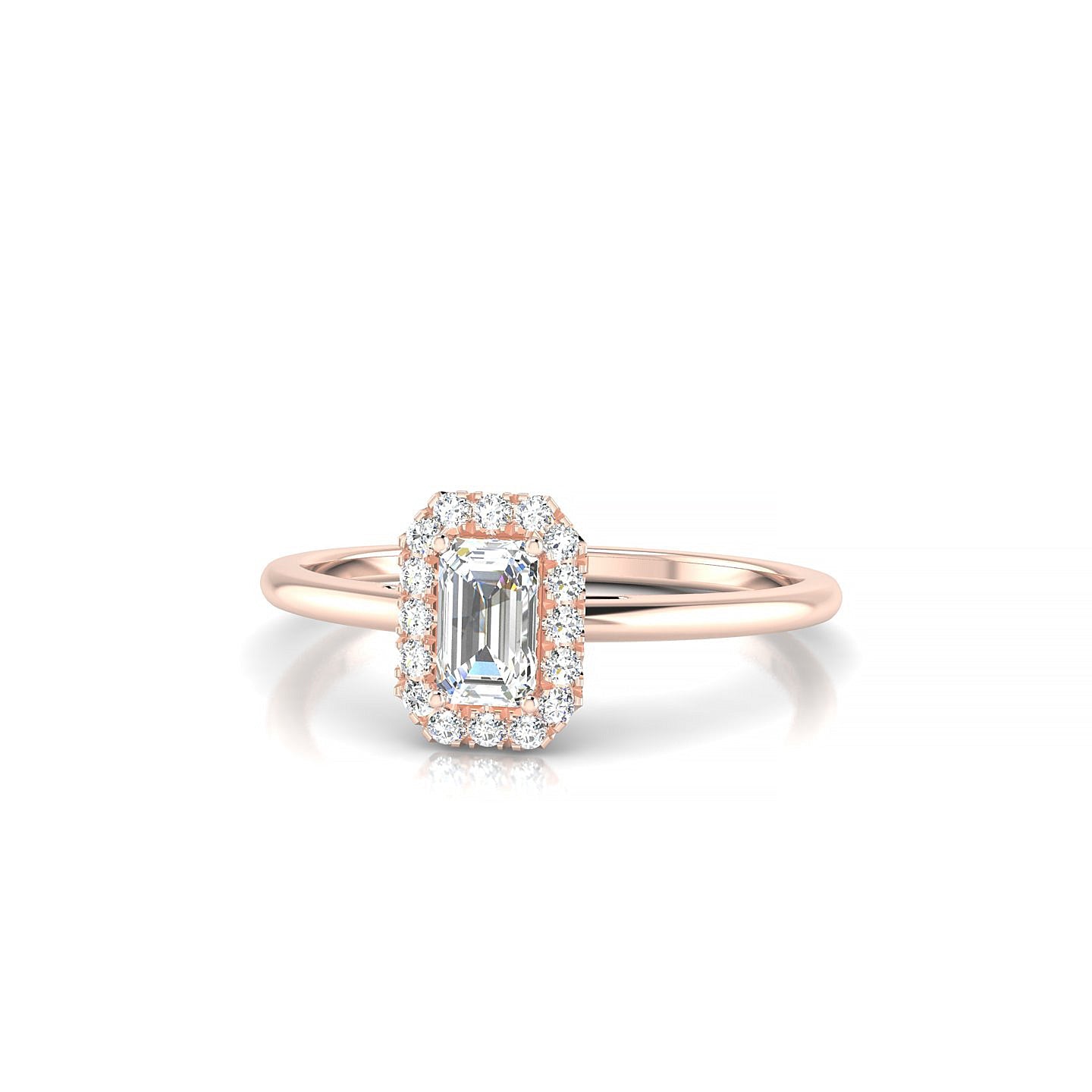 Solar | 18k Rose Gold 5 x 3 mm Emerald Diamond Ring