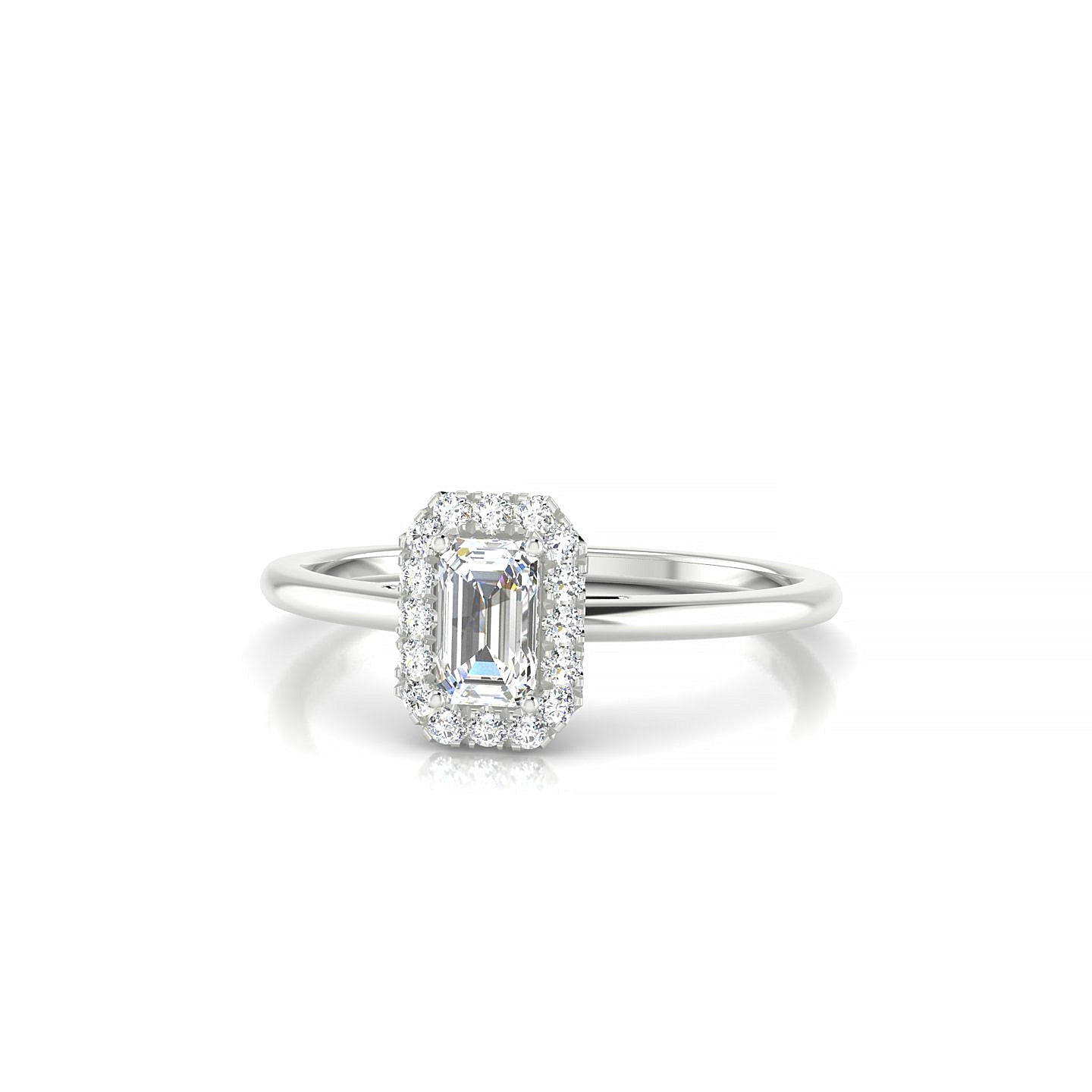 Solar | 18k White Gold 5 x 3 mm Emerald Diamond Ring