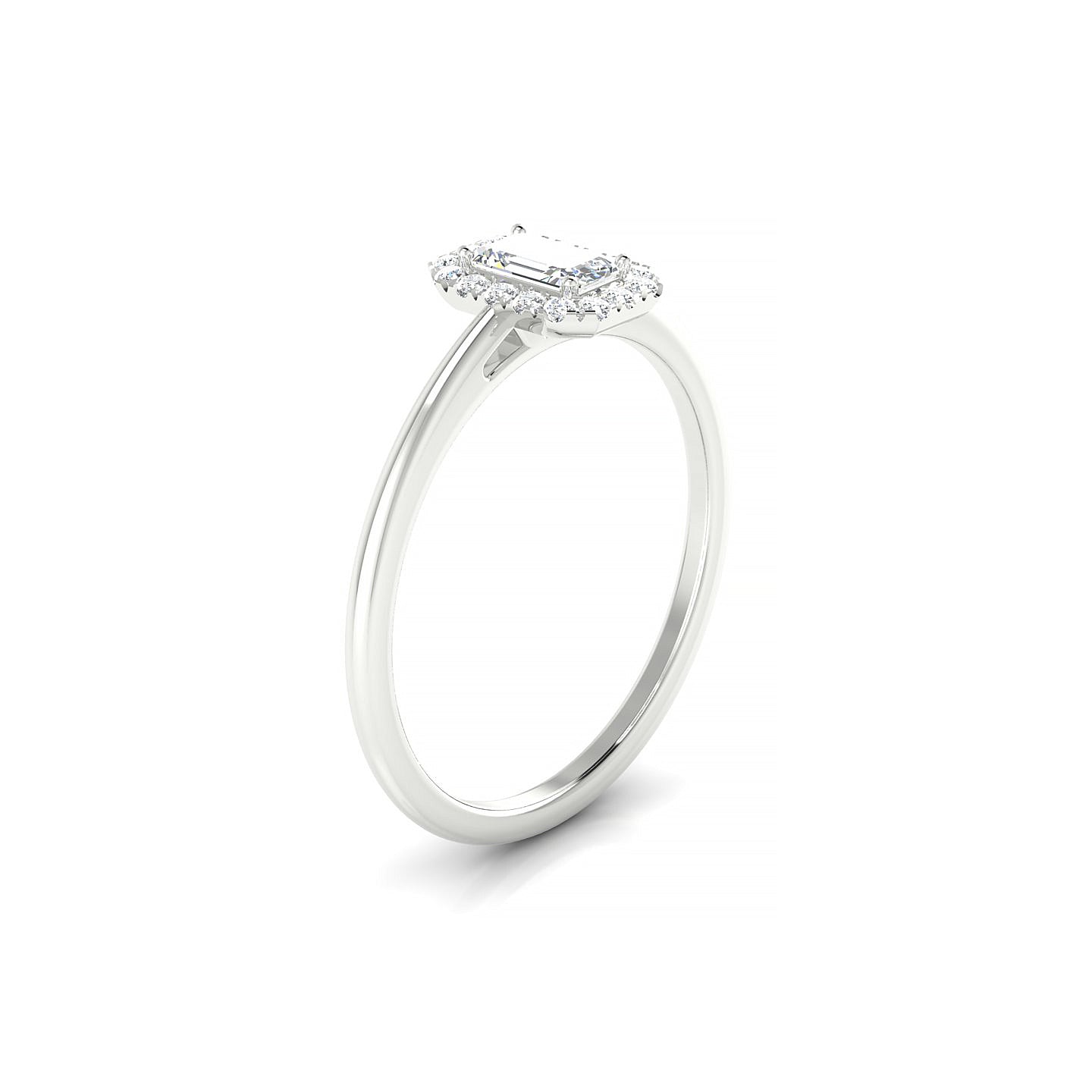 Solar | 18k White Gold 5 x 3 mm Emerald Diamond Ring