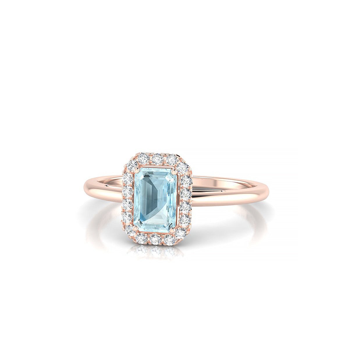Solar | 18k Rose Gold 6 x 4 mm Emerald Aquamarine Ring