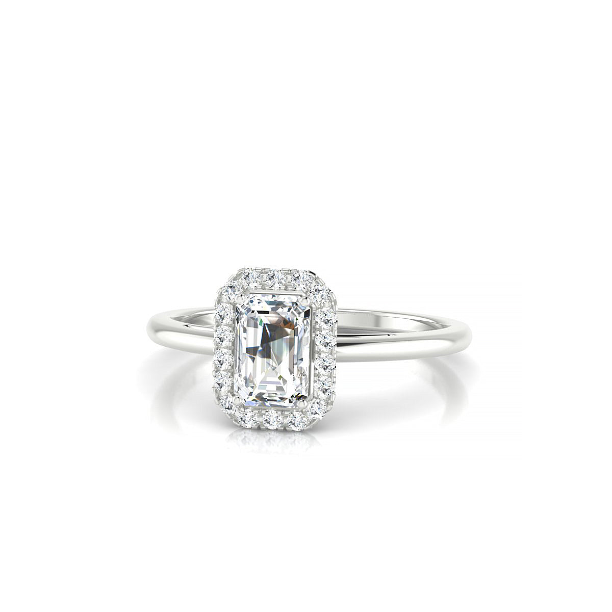 Solar | 18k White Gold 6 x 4 mm Emerald Diamond Ring