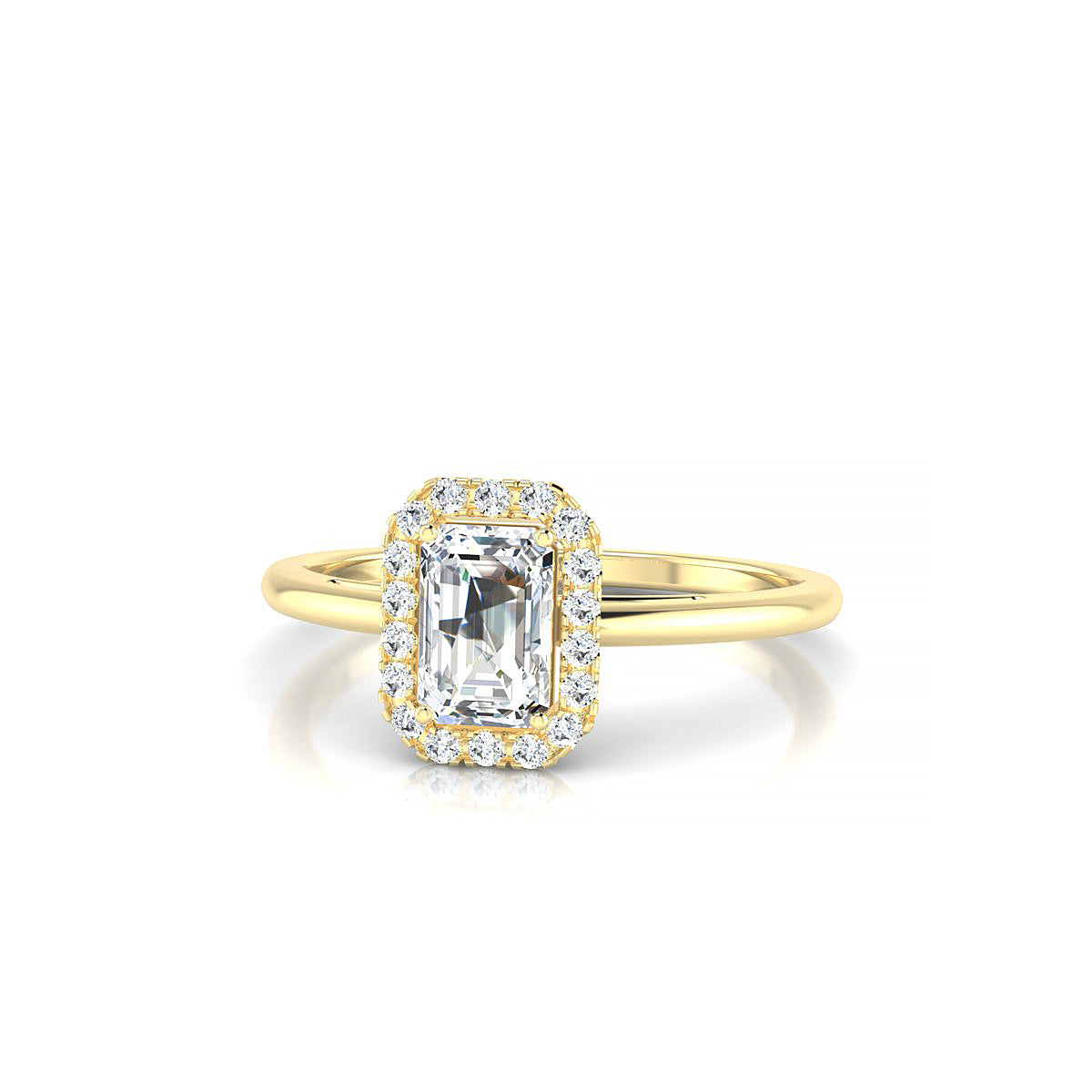 Solar | 18k Yellow Gold 6 x 4 mm Emerald Diamond Ring