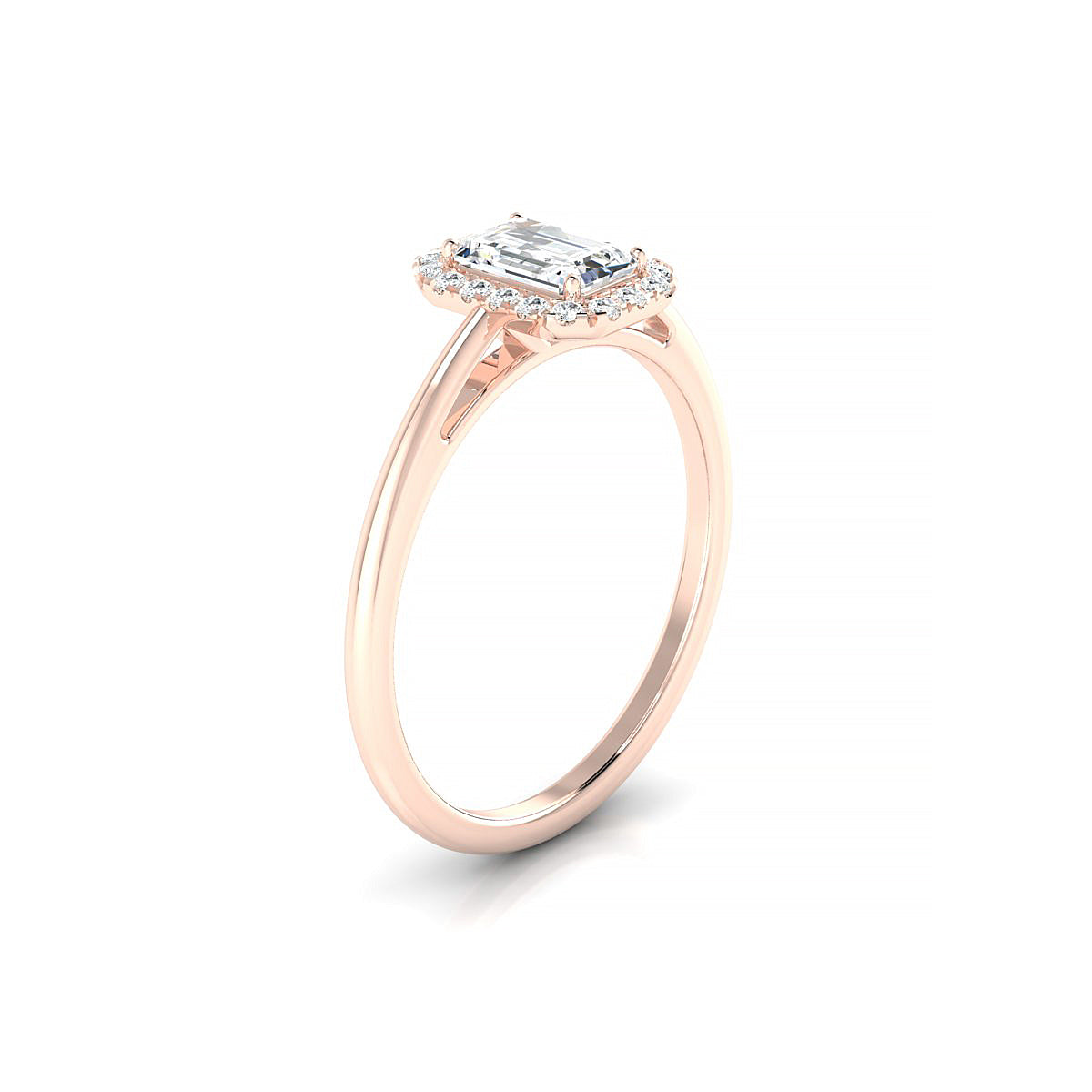 Solar | 18k Rose Gold 6 x 4 mm Emerald Diamond Ring