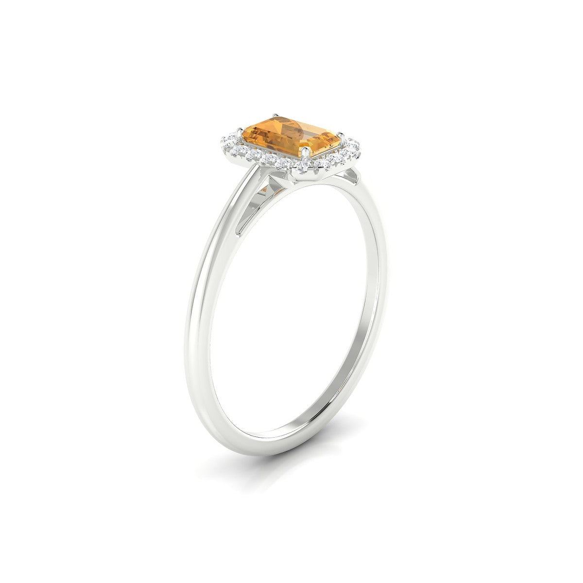 Solar | 18k White Gold 6 x 4 mm Emerald Citrine Ring