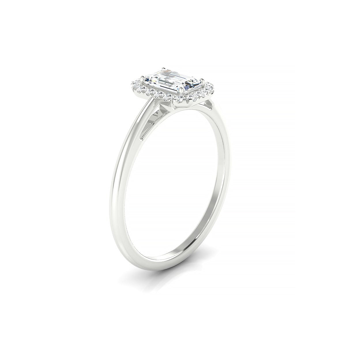 Solar | 18k White Gold 6 x 4 mm Emerald Diamond Ring