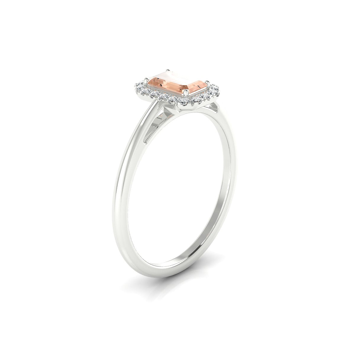 Solar | 18k White Gold 6 x 4 mm Emerald Morganite Ring