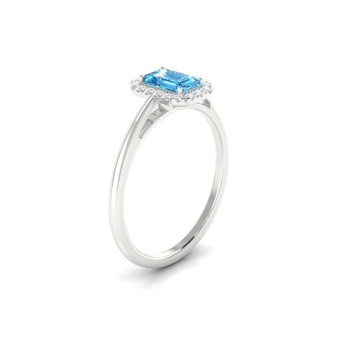 Solar | 18k White Gold 6 x 4 mm Emerald Topaz Ring