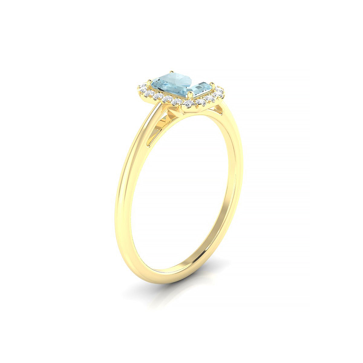 Solar | 18k Yellow Gold 6 x 4 mm Emerald Aquamarine Ring
