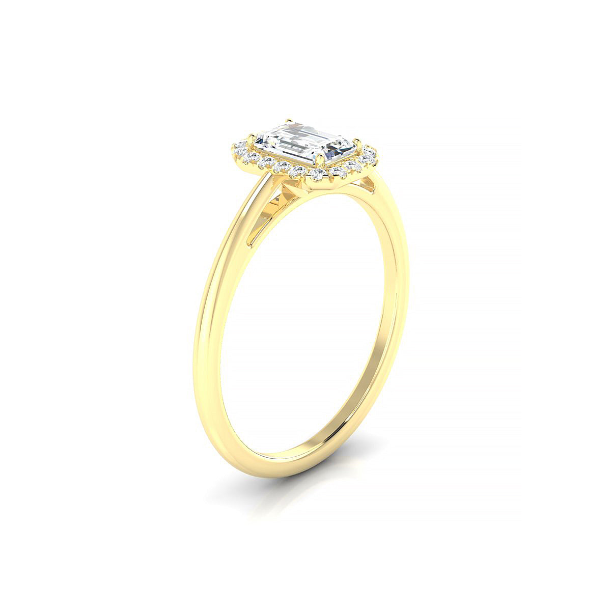 Solar | 18k Yellow Gold 6 x 4 mm Emerald Diamond Ring