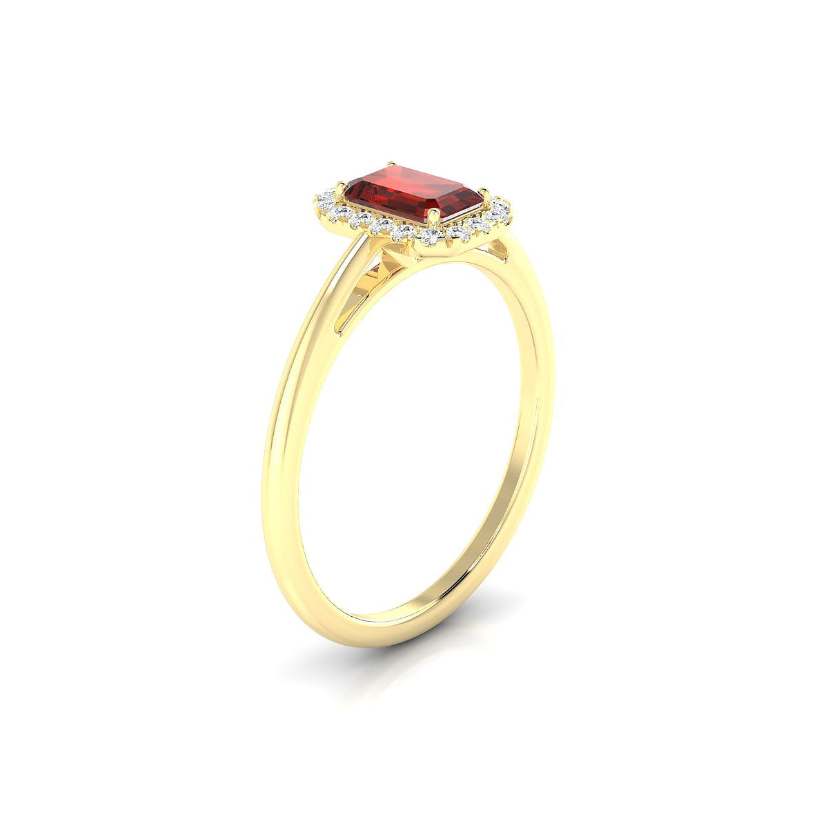 Solar | 18k Yellow Gold 6 x 4 mm Emerald Garnet Ring