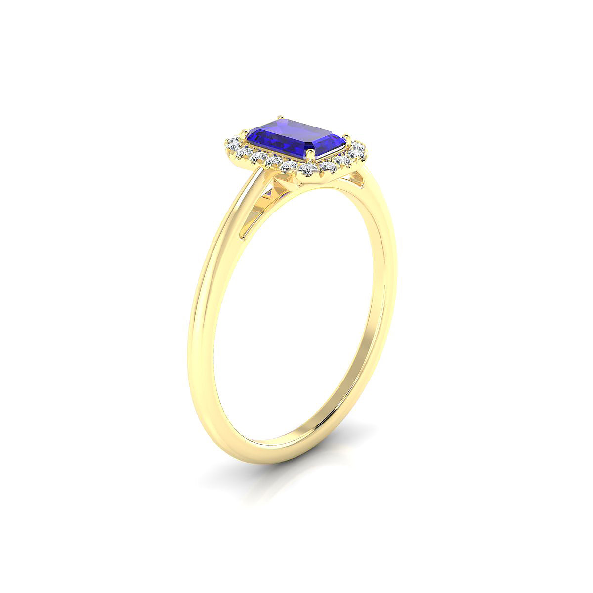 Solar | 18k Yellow Gold 6 x 4 mm Emerald Tanzanite Ring