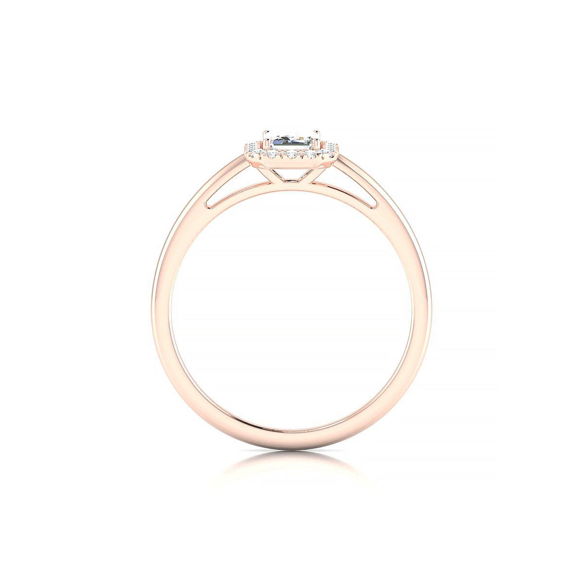 Solar | 18k Rose Gold 6 x 4 mm Emerald Diamond Ring