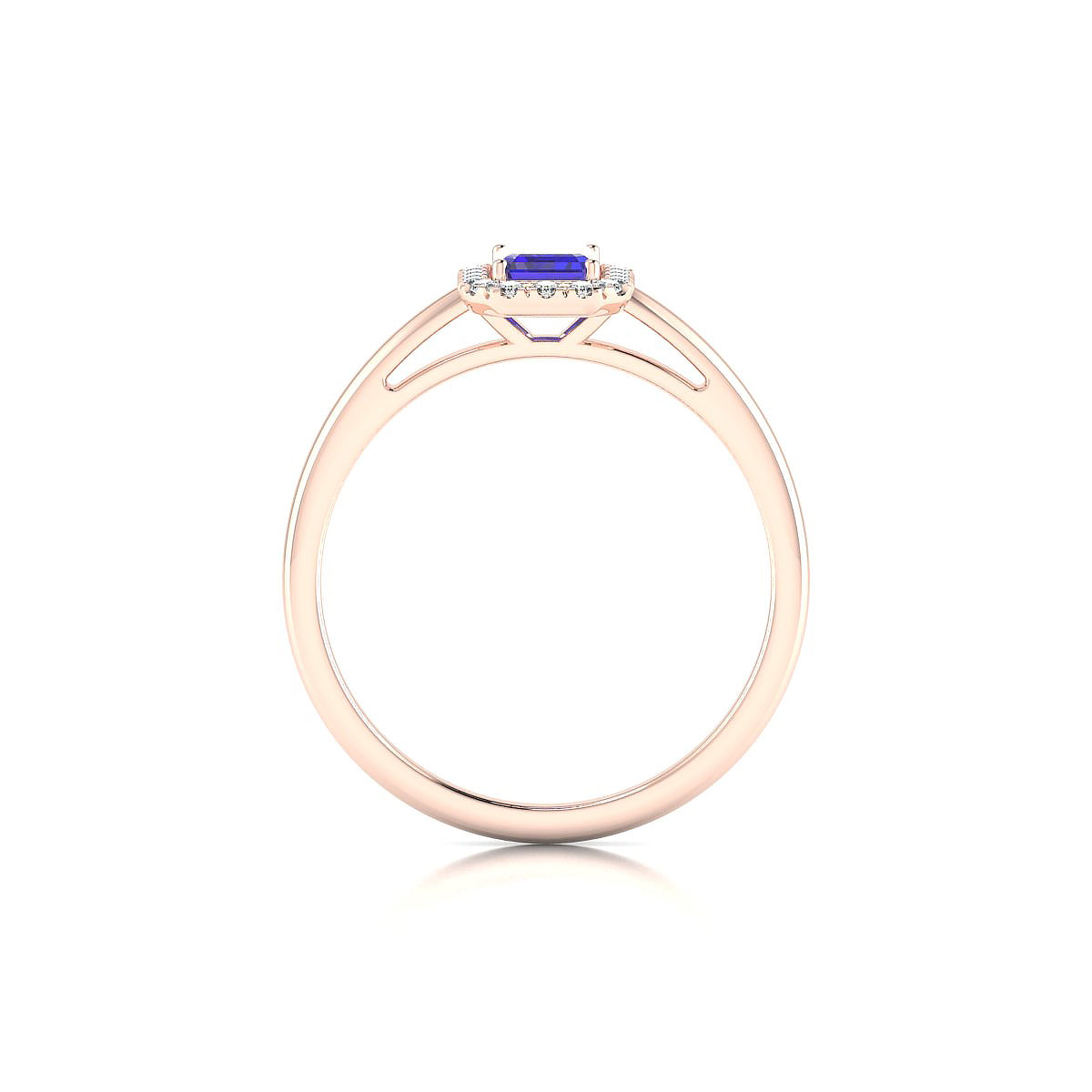 Solar | 18k Rose Gold 6 x 4 mm Emerald Tanzanite Ring