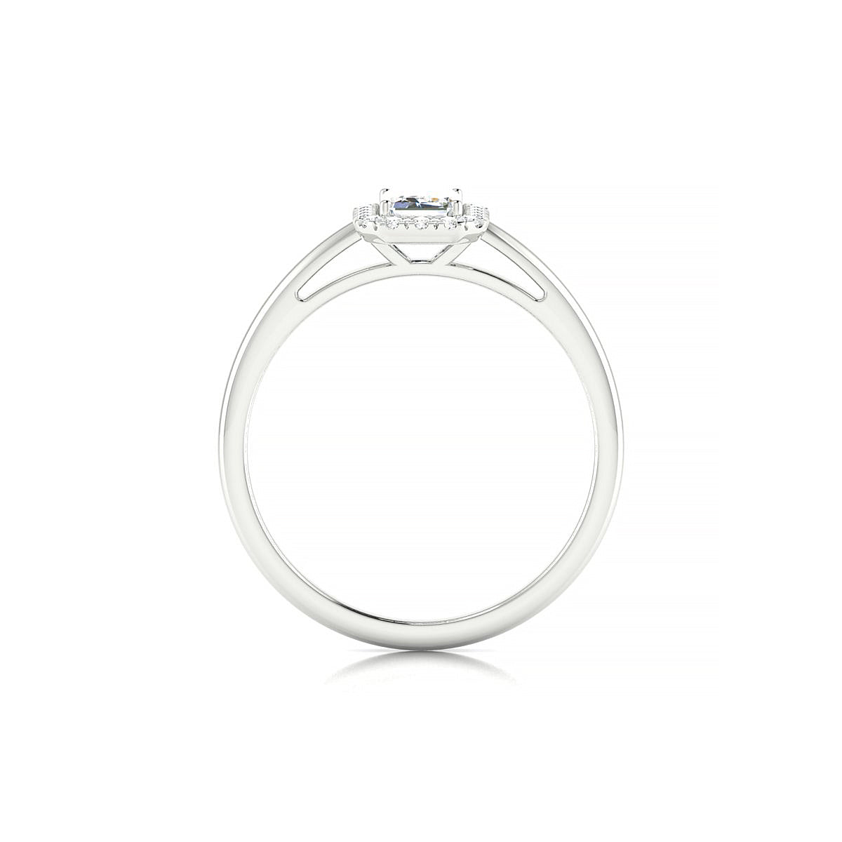Solar | 18k White Gold 6 x 4 mm Emerald Diamond Ring