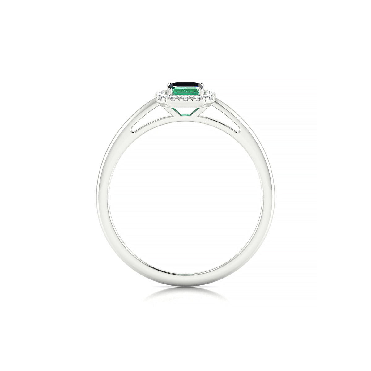 Solar | 18k White Gold 6 x 4 mm Emerald Emerald Ring