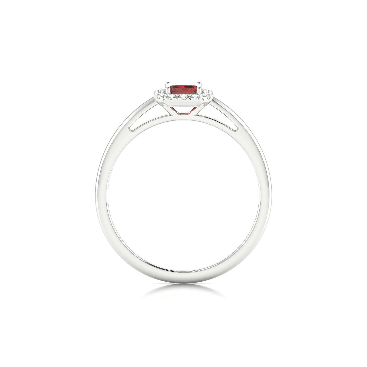 Solar | 18k White Gold 6 x 4 mm Emerald Garnet Ring