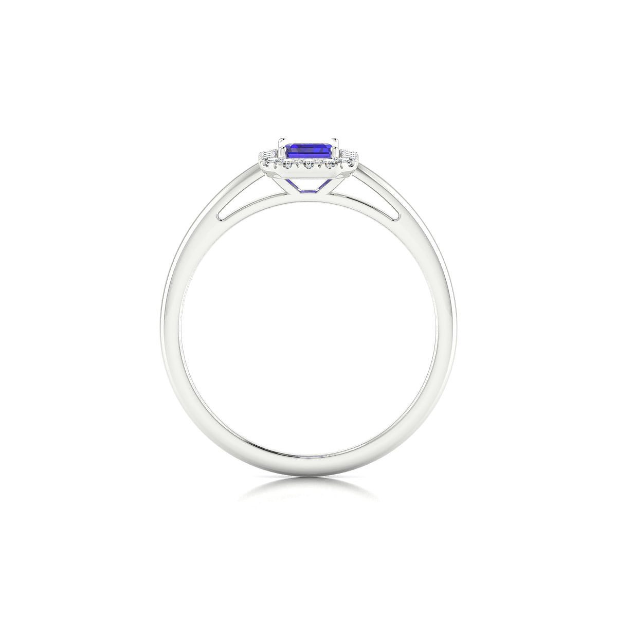 Solar | 18k White Gold 6 x 4 mm Emerald Tanzanite Ring