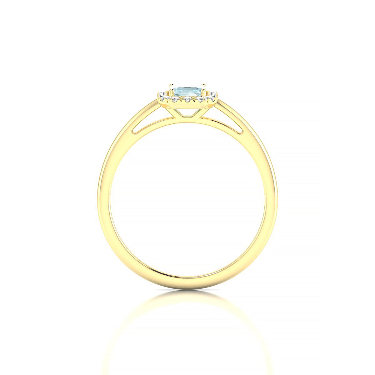 Solar | 18k Yellow Gold 6 x 4 mm Emerald Aquamarine Ring