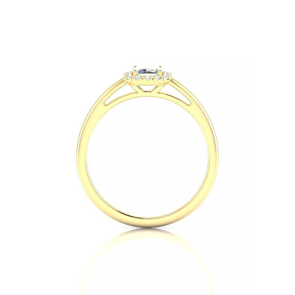 Solar | 18k Yellow Gold 6 x 4 mm Emerald Diamond Ring