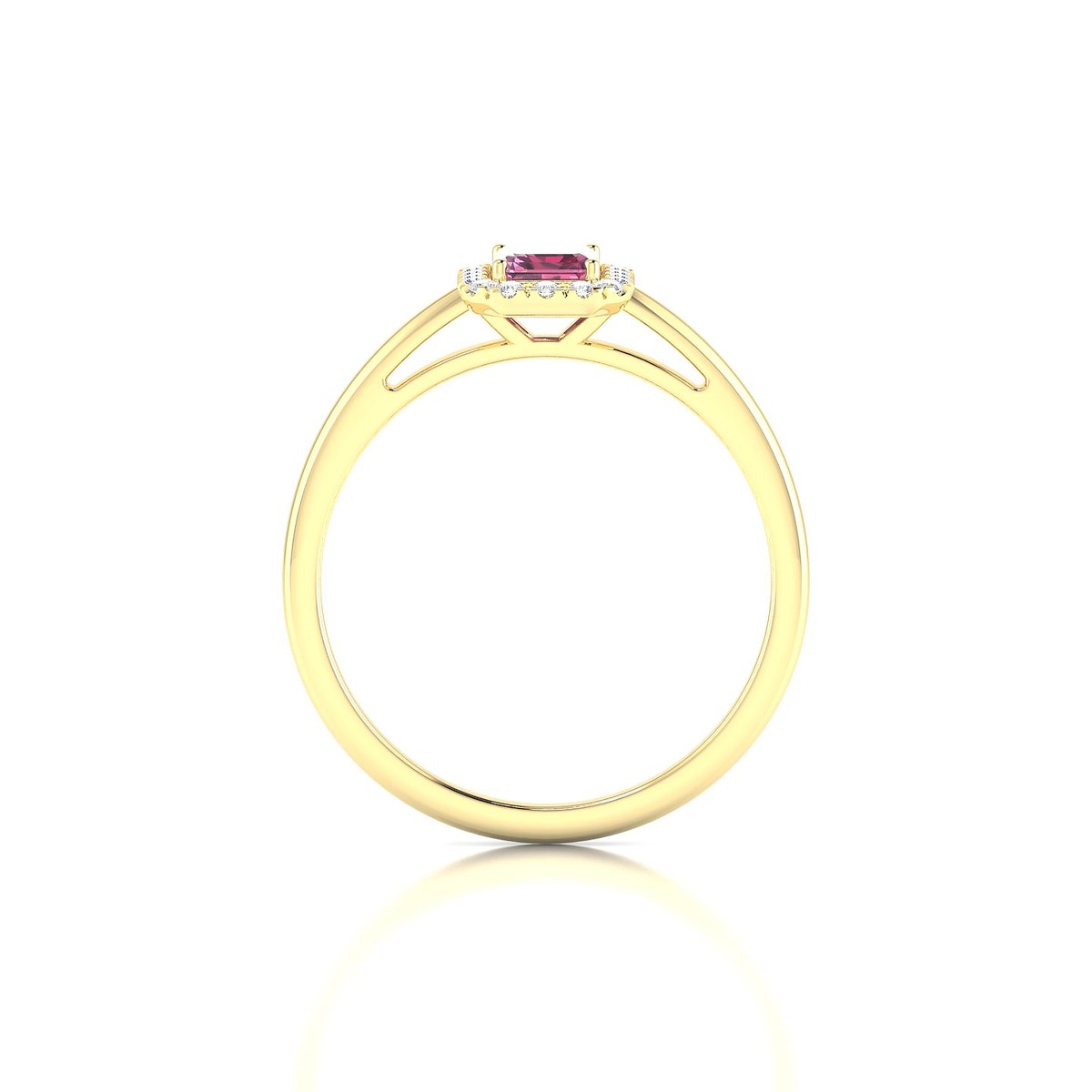 Solar | 18k Yellow Gold 6 x 4 mm Emerald Rhodolite Ring