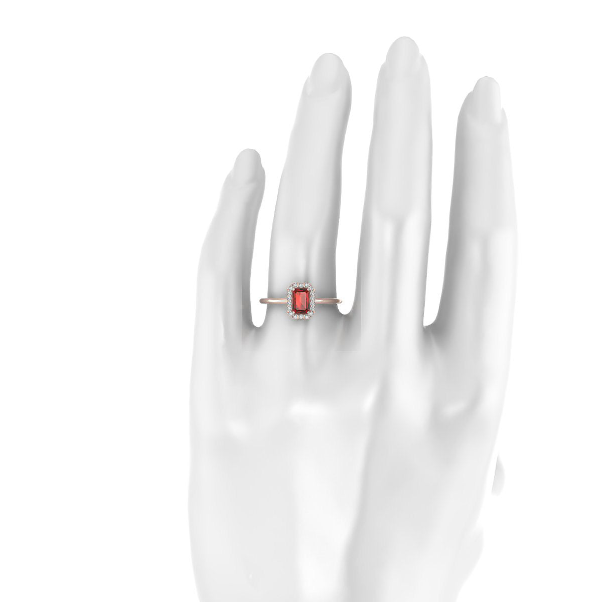 Solar | 18k Rose Gold 6 x 4 mm Emerald Garnet Ring