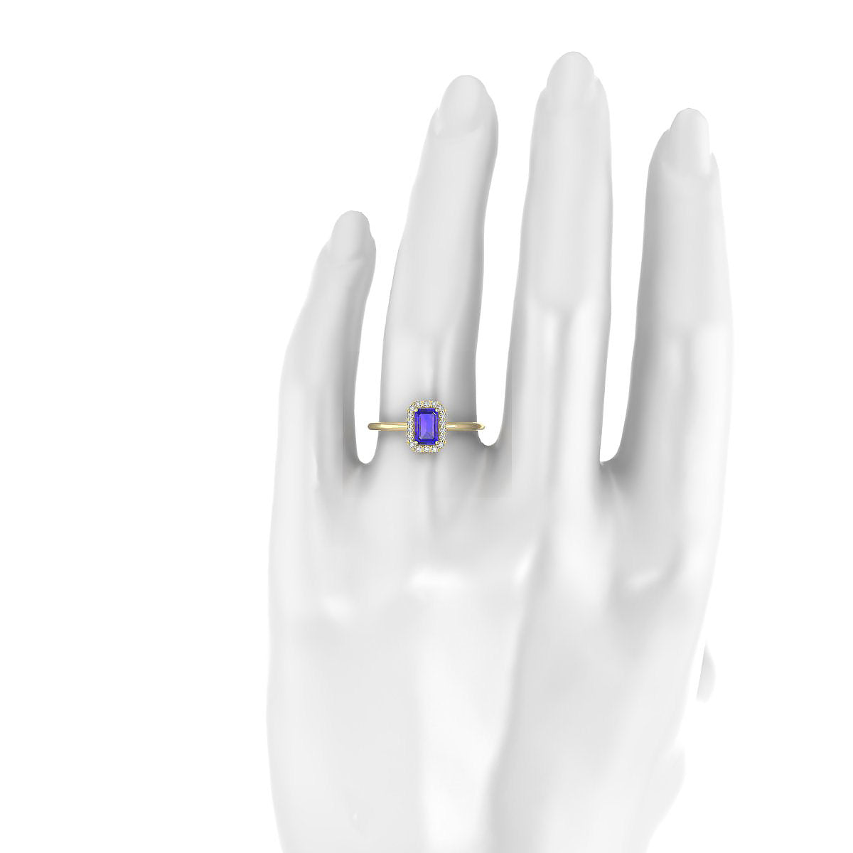Solar | 18k Yellow Gold 6 x 4 mm Emerald Tanzanite Ring