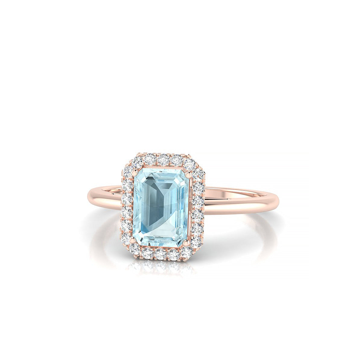 Solar | 18k Rose Gold 7 x 5 mm Emerald Aquamarine Ring