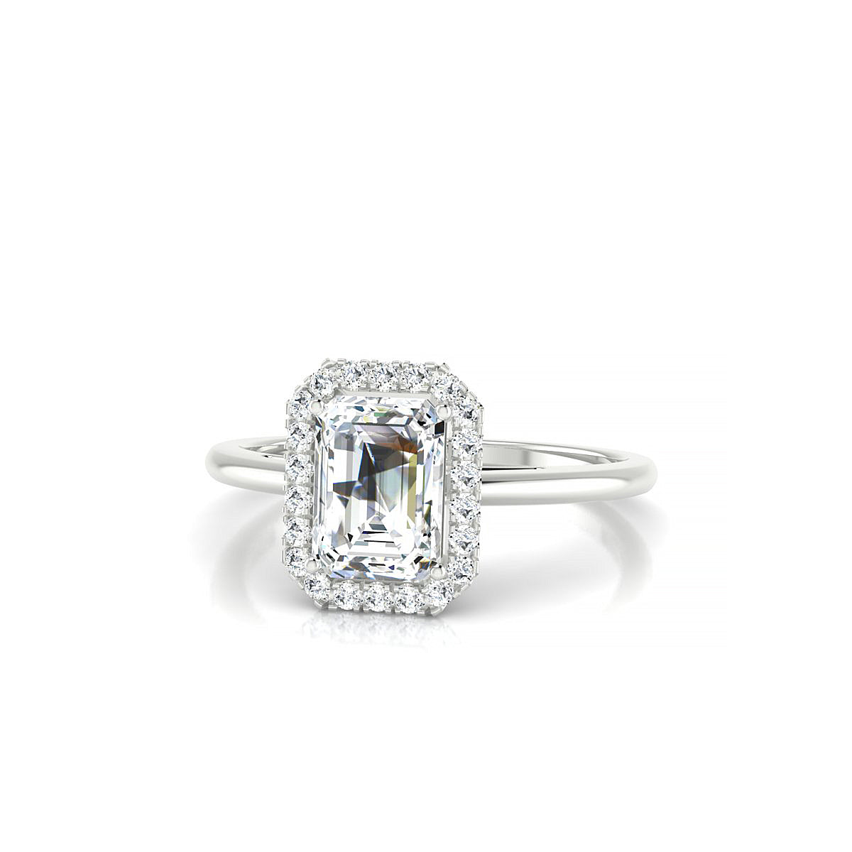 Solar | 18k White Gold 7 x 5 mm Emerald Diamond Ring