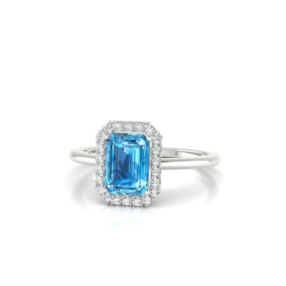 Solar | 18k White Gold 7 x 5 mm Emerald Topaz Ring