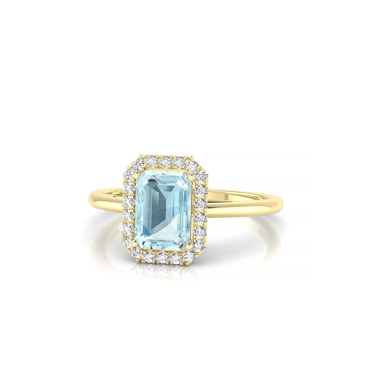 Solar | 18k Yellow Gold 7 x 5 mm Emerald Aquamarine Ring
